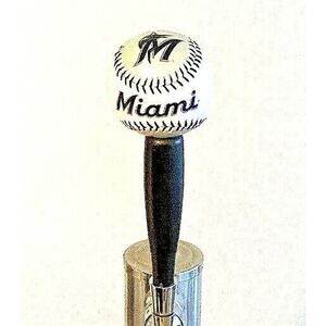 MLB Miami Marlins Beer Tap Handle Pub Kegerator Red Baseball Black Wood Park New
